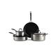 BK Ceramic Black Stainless Steel 7-Piece Cookware Pots & Pans Set with PFAS-Free Ceramic Non-Stick Coating, Frypan, Casserole, Saucepans, Lids, Induction, Dishwasher and Oven Safe, Black