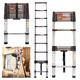 3.2M Telescopic Ladder Extendable 11 Steps Ladder Stainless Steel Multi-Purpose Ladder 150kg for Replace Bulb Clean Window Repair Roof, EN131 & CE Standard