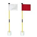 X·CELLENT Mini Golf Putting Green Flag and Hole Cup for Yard Practice Set, Golf Pin Flag Hole Cup Set, Portable 2-Section Fiberglass Golf Flag Sticks, Gifts Idea (2Pack-Red & White Flags)