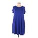 MTS Casual Dress - A-Line Crew Neck Short sleeves: Blue Print Dresses - Women's Size Large