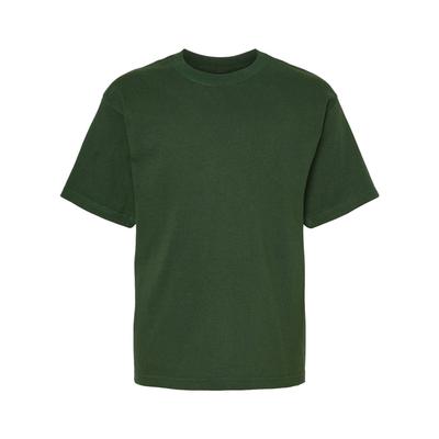 M&O MO4850 Youth Gold Soft Touch T-Shirt in Forest Green size Large | Cotton 4850