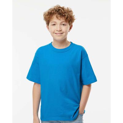 M&O MO4850 Youth Gold Soft Touch T-Shirt in Turquoise size XS | Cotton 4850