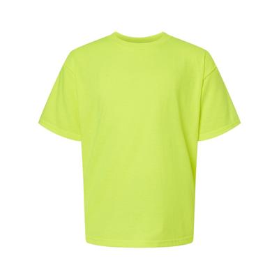 M&O MO4850 Youth Gold Soft Touch T-Shirt in Safety Green size Large | Cotton 4850