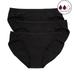 Women s Hanes 42FDM3 Comfort Period Moderate Bikini Panty (BLK/BLK/BLK 8)