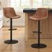 17 Stories Alliemae Swivel Adjustable Height Bar Stool Wood/Upholstered/Leather/Metal/Faux leather in Brown | 17.91 W x 20.27 D in | Wayfair