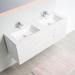 Ebern Designs Libah 59" Wall Mounted Double Bathroom Vanity w/ Resin Vanity Top Wood/Plastic in White | 21.5 H x 59 W x 19.5 D in | Wayfair