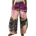ShomPort Womens Wide Leg Pants Summer Casual Elastic High Waist Palazzo Pants Floral Print Loose Fit Trousers with Pockets (Large Multicolor)