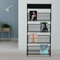 4 Layers Newspaper Stand Magazine Display Newsagents Shop Floor-standing Magazine Rack Carbon Steel for Reception Areas Waiting Rooms Schools Libraries 24.80*14.17*55.91 in