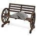 FONIRRA Outdoor Wooden Garden Bench 2-Person Wagon Wheel Slatted Rustic Armrests Seat for Backyard Patio Porch Brown