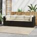 Dcenta 3 Piece Patio Set with Cushions Brown Poly Rattan