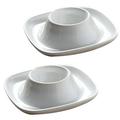 Hemoton 2pcs Ceramic Egg Cup Simple Breakfast Egg Holder Practical Egg Stand Egg Rack Home Restaurant (White)