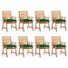 Dcenta 8 Piece Garden Chairs with Green Cushion Aacia Wood Outdoor Dining Chair for Patio Balcony Backyard Outdoor Furniture 22 x 24.4 x 36.2 Inches (W x D x H)