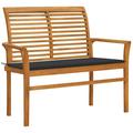 Dcenta Patio Bench with Cushion Teak Wood Park Bench Wooden Outdoor Bench Chair for Garden Entryway Yard Porch Backyard 44.1 x 21.7 x 37 Inches (W x D x H)