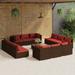 Dcenta 13 Piece Patio Set with Cushions Poly Rattan Brown