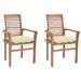 Dcenta 2 Piece Garden Chairs with Cream White Cushion Teak Wood Outdoor Dining Chair for Patio Balcony Backyard Outdoor Furniture 24.4 x 22.2 x 37 Inches (W x D x H)