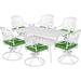 VIVIJASON 7-Piece Outdoor Furniture Dining Set All-Weather Cast Aluminum Conversation Set Includes 6 Swivel Dining Chairs and a Rectangle Table with Umbrella Hole for Patio Garden Deck White