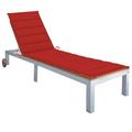 Dcenta Patio Sun Loungers with Cushion and Wheels Garden Acacia Wood Backrest Adjustable Chaise Lounge Chair Steel Frame Sunlounger for Pool Deck Outdoor Furniture