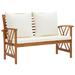 Dcenta Garden Bench with White Cushion and Pillow Acacia Wood Porch Chair Wooden Outdoor Bench for Backyard Balcony Park Lawn Furniture 46.9 x 26.4 x 32.7 Inches (L x W x H)