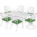 VIVIJASON 7-Piece Outdoor Furniture Dining Set All-Weather Cast Aluminum Patio Conversation Set Include 4 Stationary Chairs 2 Swivel Dining Chairs and a Rectangle Table with Umbrella Hole White