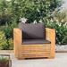 Dcenta Patio Sofa Chair with Dark Gray Cushions Solid Wood Teak