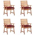 Dcenta Patio Dining Chairs 4 pcs with Cushions Solid Acacia Wood