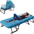 ABORON 3 in 1 6-Gear Folding Patio Lounge Chairs Portable Folding Sleeping Cot Perfect for Sunbathing Camping Pool Beach Patio