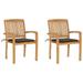 Dcenta Patio Chairs 2 pcs with Taupe Cushions Solid Teak Wood