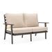 Leisuremod Walbrooke Modern Outdoor Patio Loveseat with Brown Aluminum Frame and Removable Cushions For Patio and Backyard Garden (Beige)