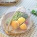 Hand-Woven Food Serving Tent Basket Fruit Vegetable Bread Cover Storage Container Outdoor Picnic Food Cover Mesh Tent Basket With Gauze(Dust-Proof) Keep Out Flies Bugs Mosquitoes