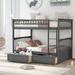 Full over Full Wooden Bunk Bed with Drawers, Convertible Beds