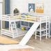 Twin over Full Wooden Bunk Bed with Twin Size Loft Bed with Desk and Slide,Full-Length Guardrail