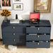 55.1"W 6-Drawer Double Dresser Black Gold Storage Cabinet Chest