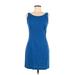 JR's Dresses Casual Dress - Sheath: Blue Solid Dresses - Women's Size 7