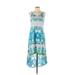 Shoreline Casual Dress - High/Low V Neck Sleeveless: Blue Dresses - Women's Size Large