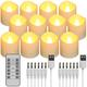 Ymenow Rechargeable Candles with Remote, 12pcs Battery Flameless Candles Electric Flickering Tea Lights Candle Set Votive Candles with Auto Timer Cables for Halloween Christmas Home Room Decorations