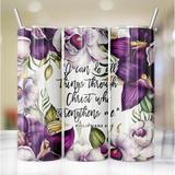 I Can Do All Things Bible Verse 20 Oz Skinny Metal Tumbler w/Lid and Straw - Multi