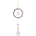 Dog Car Ornament Natural Amethyst Aquamarine Hollowed Out Moon Star Circle Pearl Ball Wind Chimes Suncatcher Staircase Garland Flocked