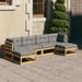 6 Piece Patio Lounge Set with Cushions Solid Wood Pine Modern Furniture Set