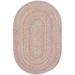 Rhody Rug Playful Indoor/Outdoor Braided Area Rug Pink 2 x 3 Oval Synthetic Polypropylene Border Antimicrobial Reversible Stain Resistant 2 x
