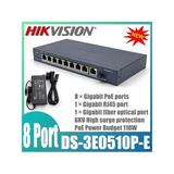 Original Hik Plug And Play 8 Port Gigabit Unmanaged POE Switch DS-3E0510P-E IEEE 802.3 af & at High PoE Power Supply With Plug