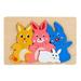 Temacd Jigsaw Puzzle Wooden Colorful Three-dimensional Educational Hand-eye Coordination Child Gift 3D Animal Puzzle Baby Early Education Toy Party Favors Rabbit