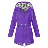 hirigin Women Waterproof Raincoat Long Sleeve Zipper Hooded Outdoor Wind Rain Forest Jacket Coat