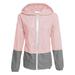 LSFYSZD Women Packable Rain Jacket Outdoor Color Block Hooded Windbreaker with Drawstring