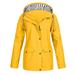 Yohome Women Solid Stripe Rain Jacket Outdoor Plus Waterproof Hooded Raincoat