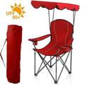Heavy Duty Camping Chair with Canopy Shade and Cup Holder - Foldable Beach Chair for Outdoor Adventures