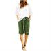 qILAKOG Casual Linen Pants for Women Straight Leg Drawstring Elastic High Waist Summer Pants Women s Loose Cropped Capris Cargo Joggers Shorts Sweatpants Stylish Soft Baggy Cargo Trousers with Pockets