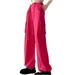 Mrat Womens Cargo Pants High Waisted Cargo Pants Women Loose Pants for Women Fall Wide Leg Trouser Long Trousers Fall Palazzo Sweatpants L