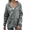 Raincoat Women Lightweight Waterproof Rain Jackets Packable Outdoor Hooded Windbreaker Light Gray S