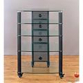 VTI Manufacturing Black Poles 5 Clear Glass Shelves AV Stand - Black