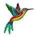 Metal Hummingbird Wall Art Decor Metal Colorful Birds 3D Outdoor Sculpture Iron Outdoor Hanging Decor Ornaments